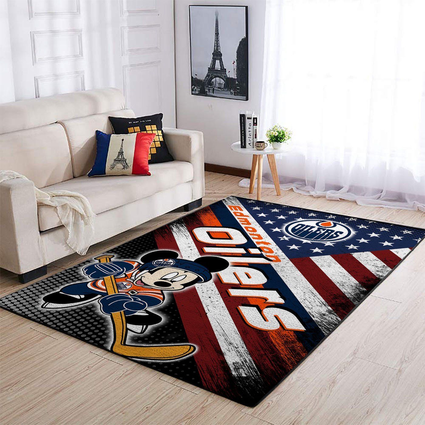 Edmonton Oilers Nhl Team Logo Mickey Us Type 7634 Rug Area Carpet Home Decor Living Room