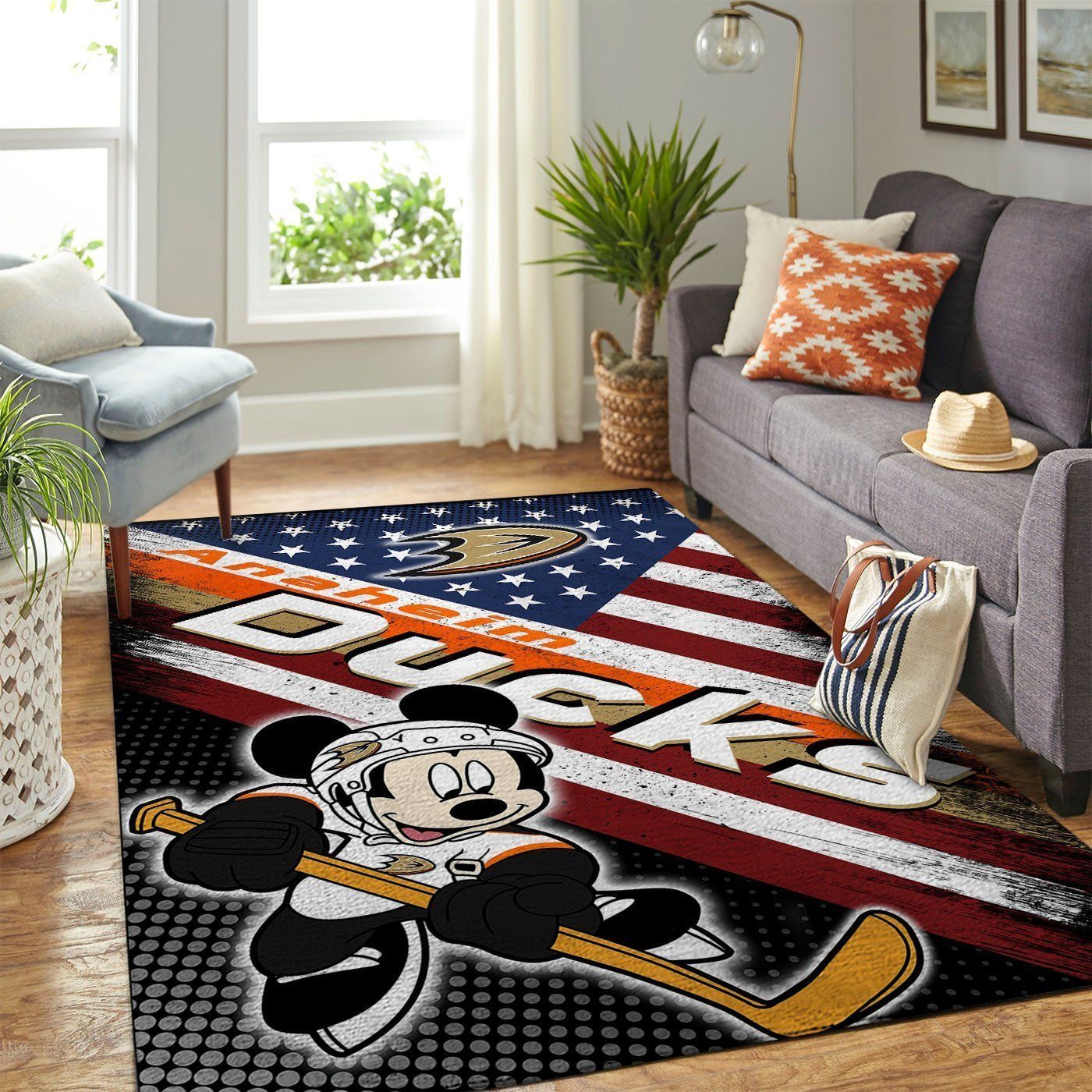 Anaheim Ducks Nhl Team Logo Mickey Us Type 7639 Rug Area Carpet Living Room Home Decor