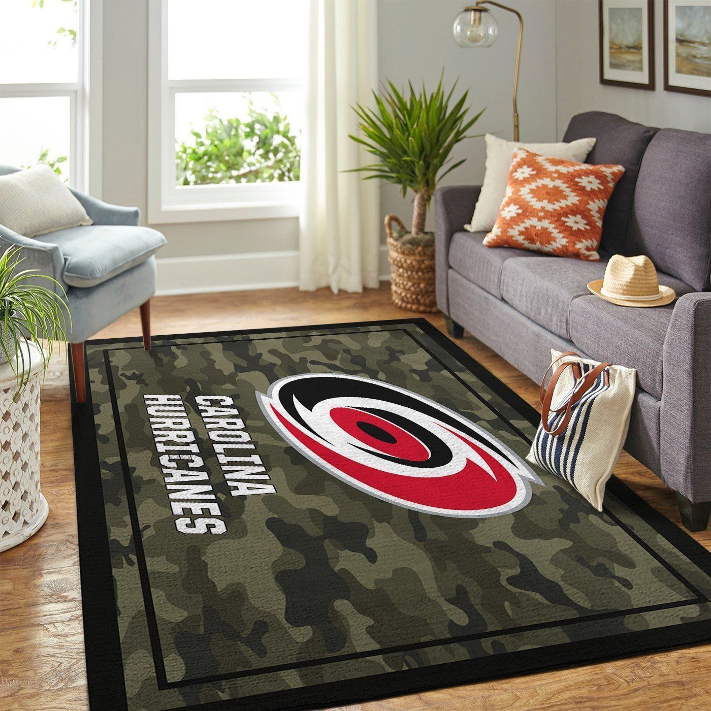 Carolina Hurricanes Nhl Team Logo Camo Type 7644 Rug Home Decor Area Carpet Living Room