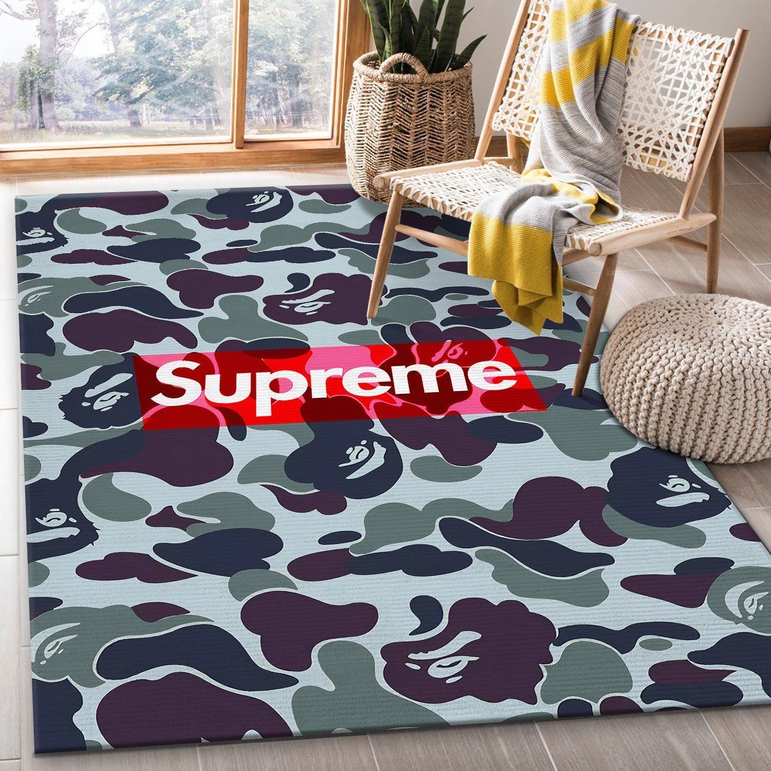 Louis Vuitton X Supreme Area Fn The Luxury Fashion Brand Rug Door Mat Area Carpet Home Decor