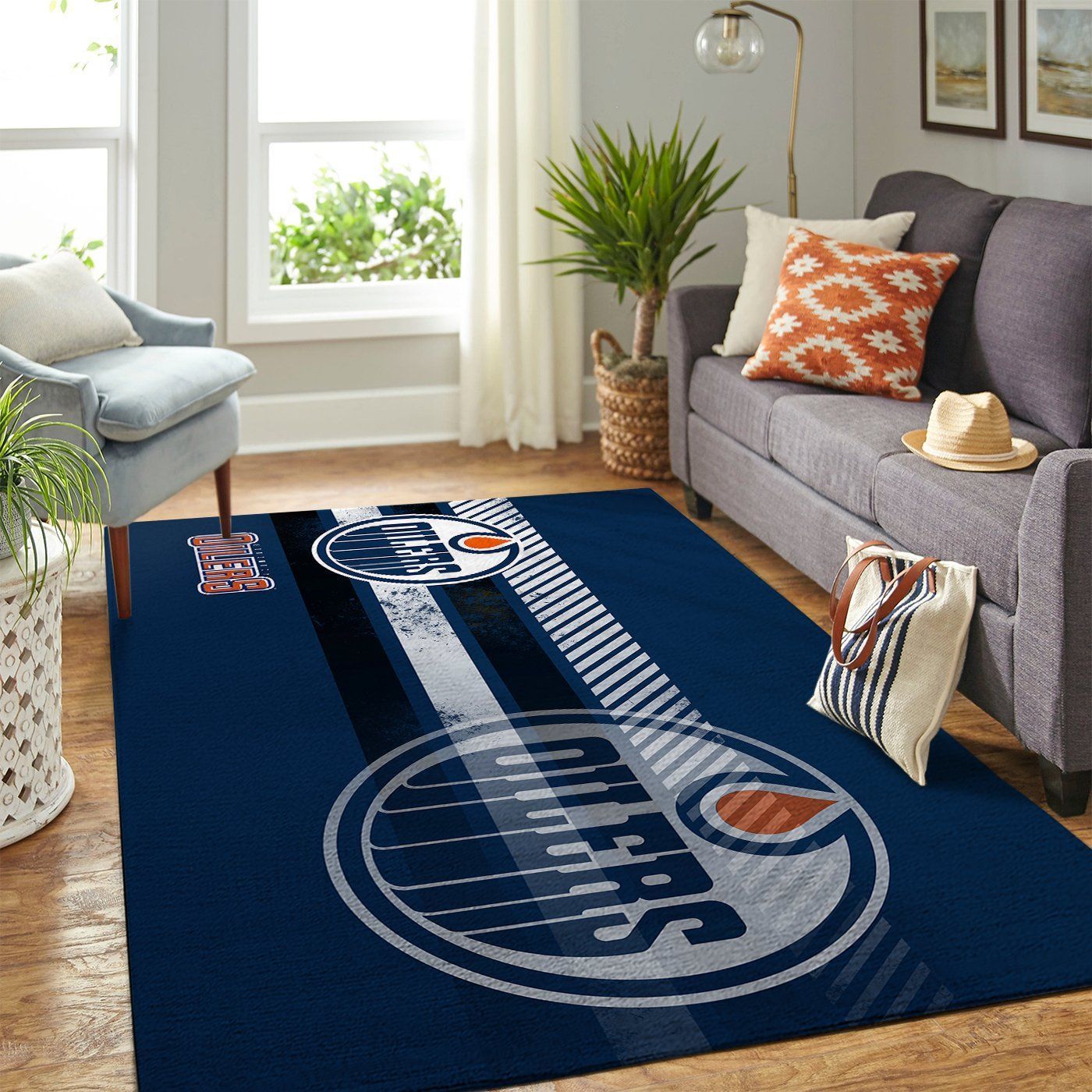 Edmonton Oilers Nhl Team Logo Nice Type 7652 Rug Area Carpet Living Room Home Decor