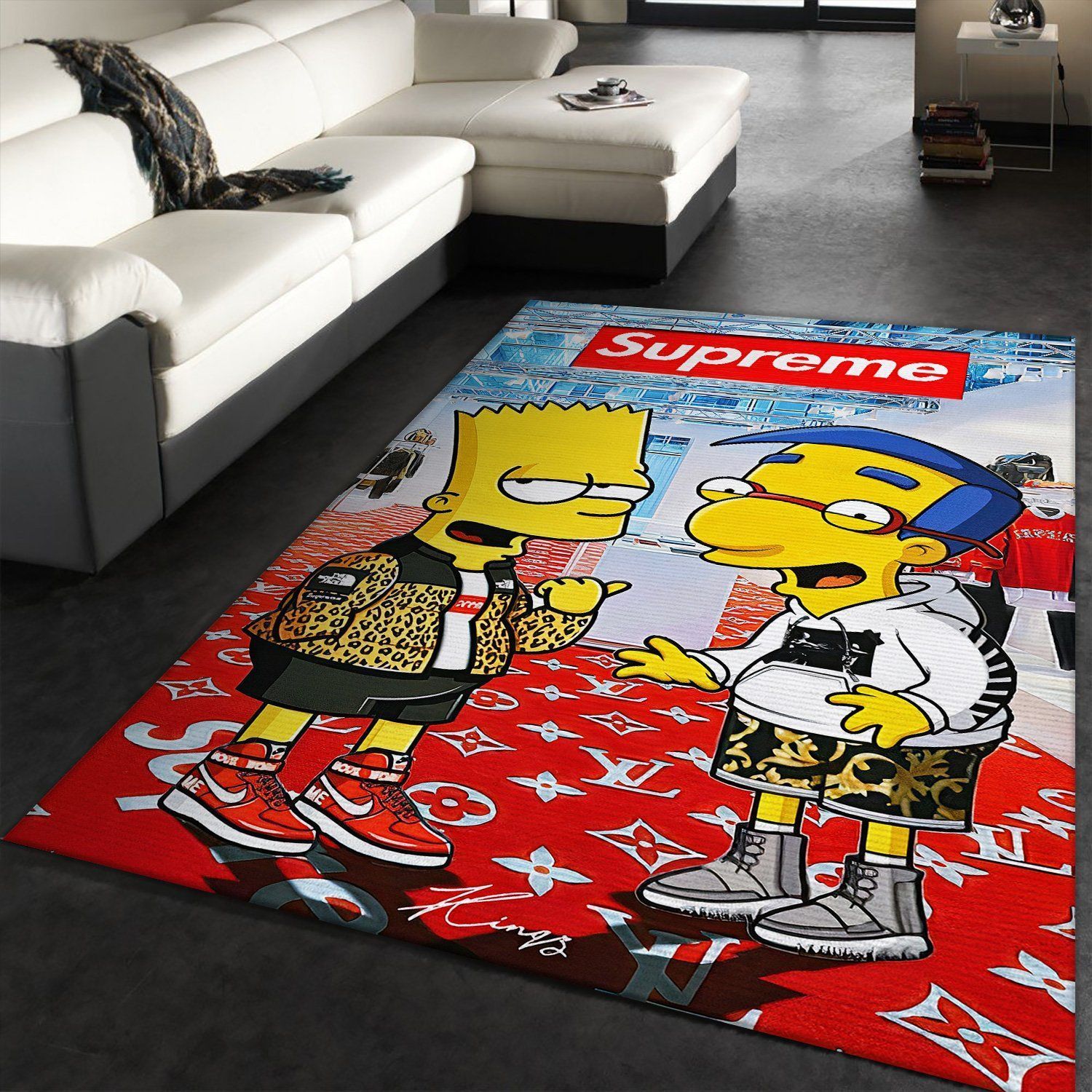 Bart Simpson Supreme Wallpaper Runner Area Christmas The Luxury Fashion Brand Rug Area Carpet Home Decor Door Mat