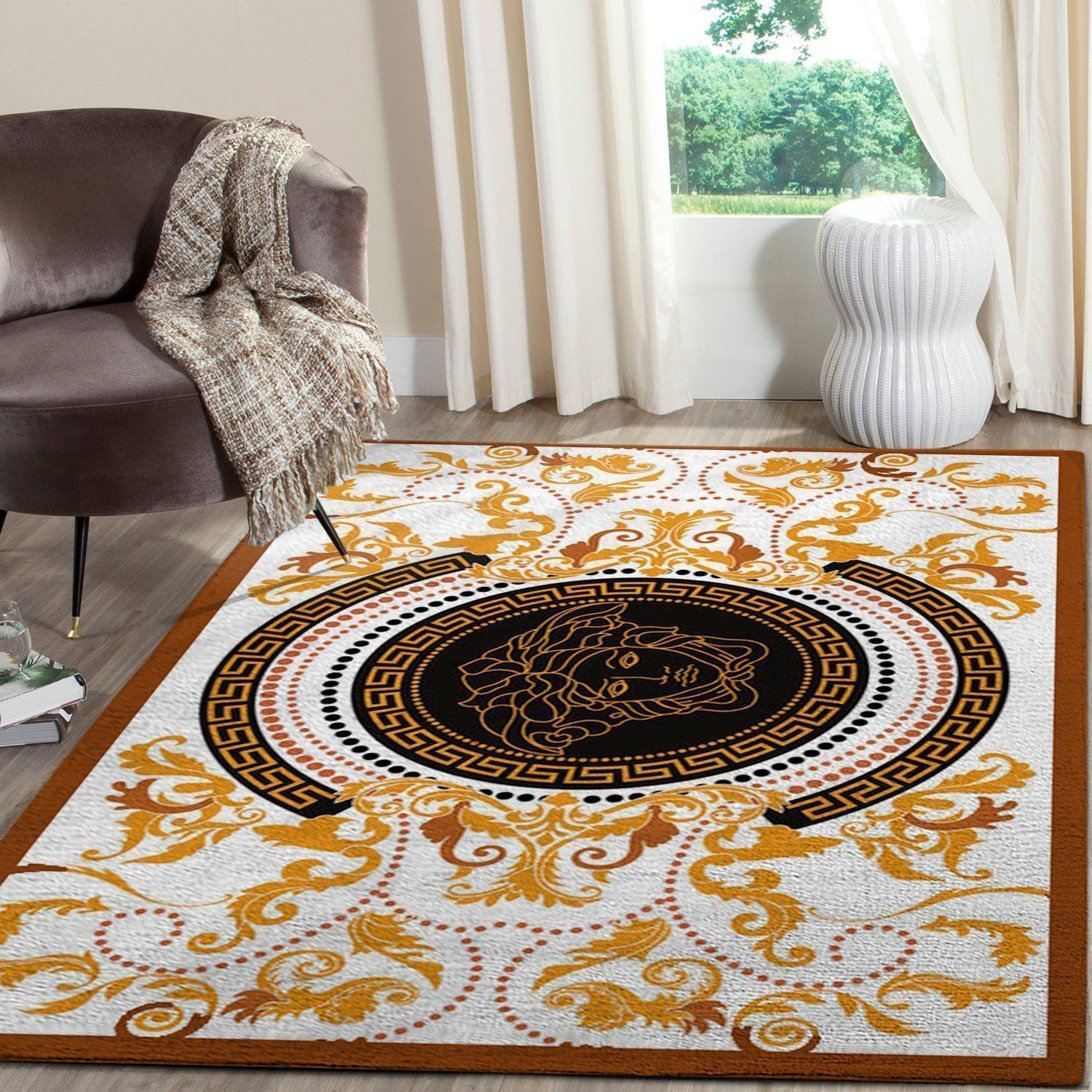 Versace Pattern Area Luxury Fashion Brand Rug Area Carpet Door Mat Home Decor