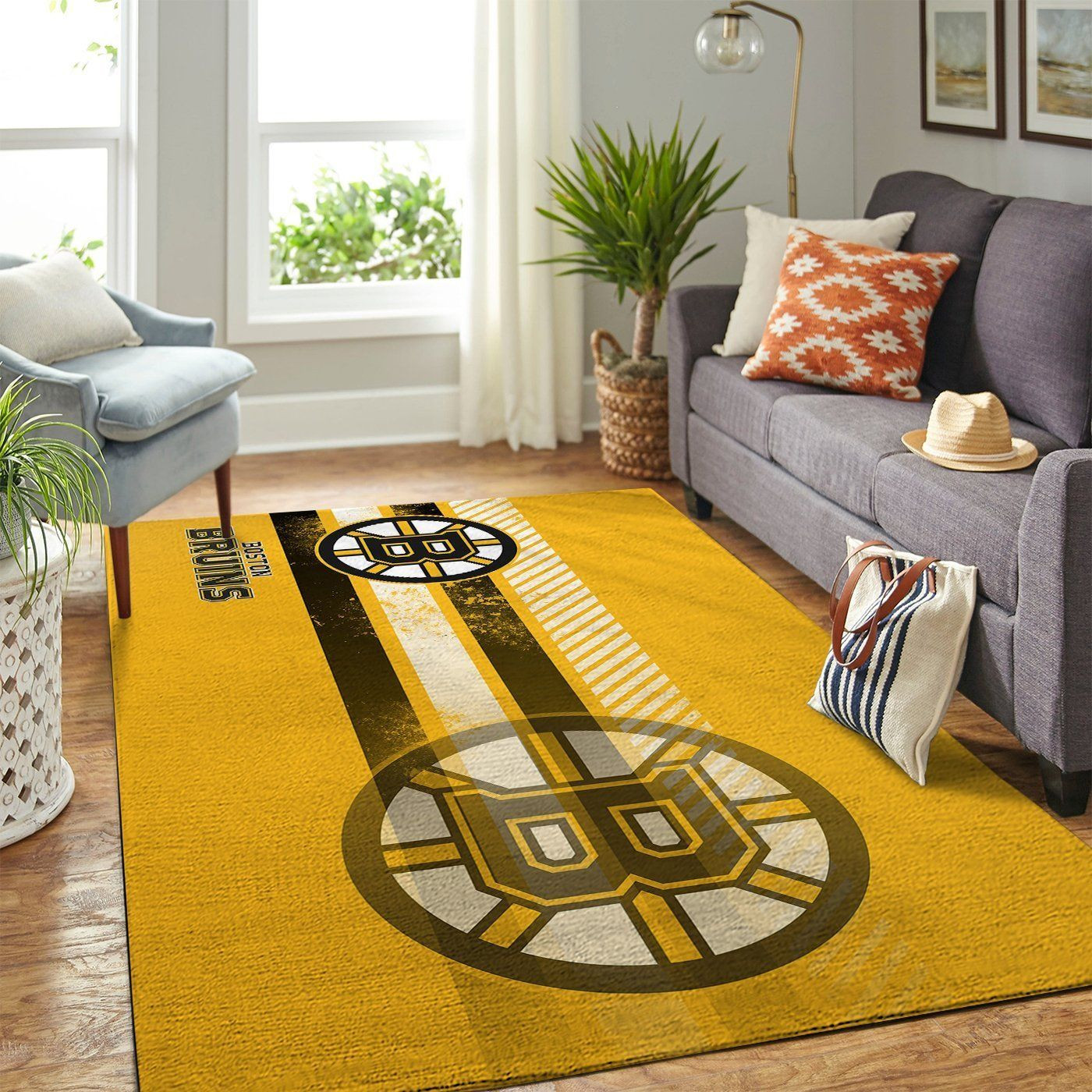 Boston Bruins Nhl Team Logo Nice Type 7672 Rug Home Decor Area Carpet Living Room