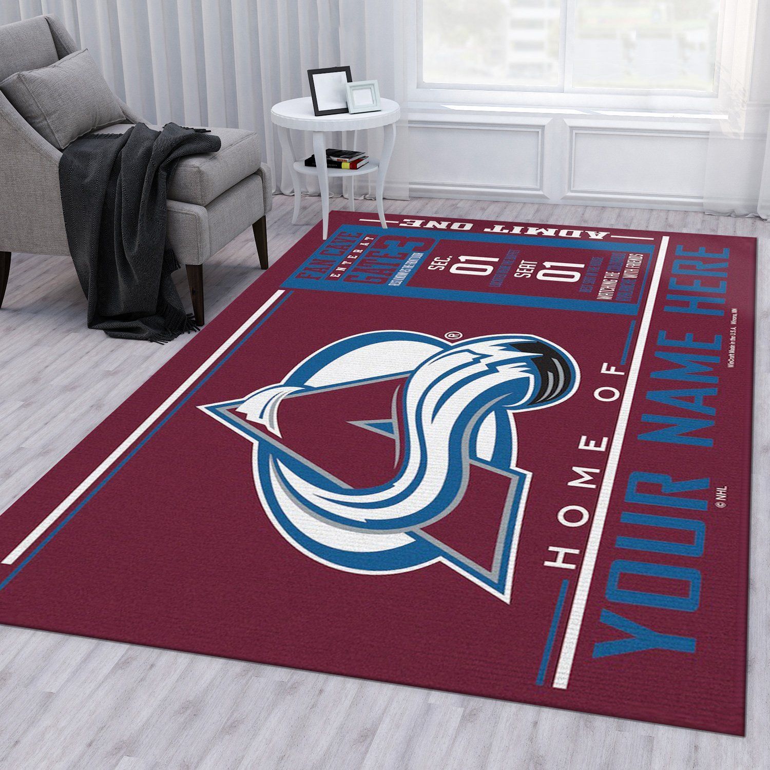 Customizable Colorado Avalanche Wincraft Personalized Nhl Type 7681 Rug Living Room Area Carpet Home Decor