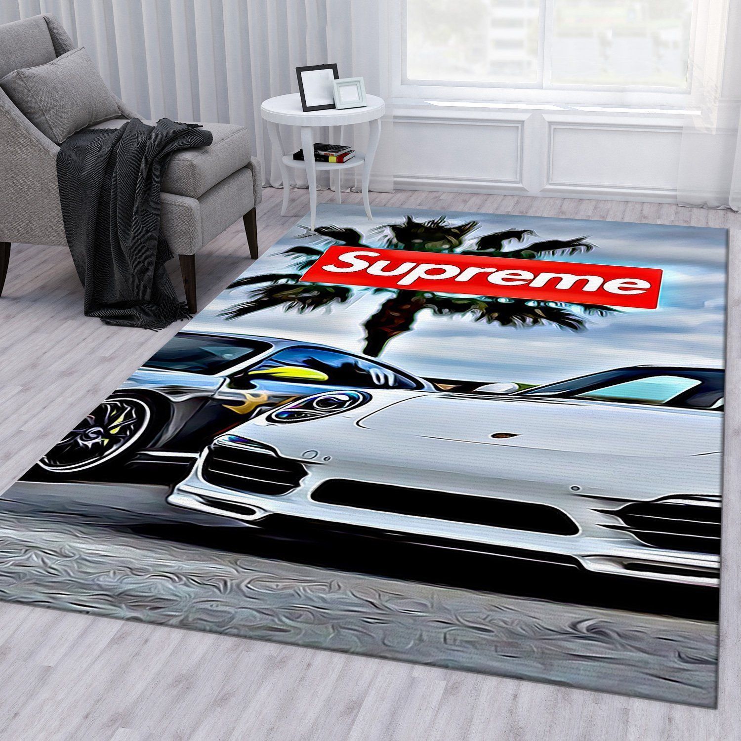 Supreme Lamborghini V Area Luxury Fashion Brand Rug Area Carpet Home Decor Door Mat