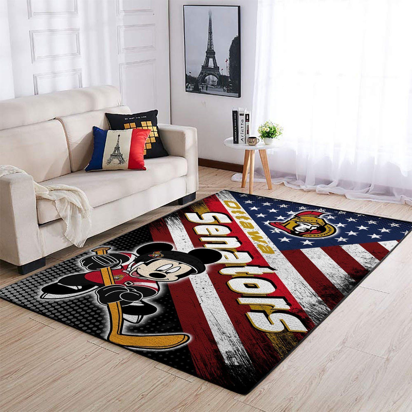 Ottawa Senators Nhl Team Logo Mickey Us Type 7689 Rug Area Carpet Home Decor Living Room