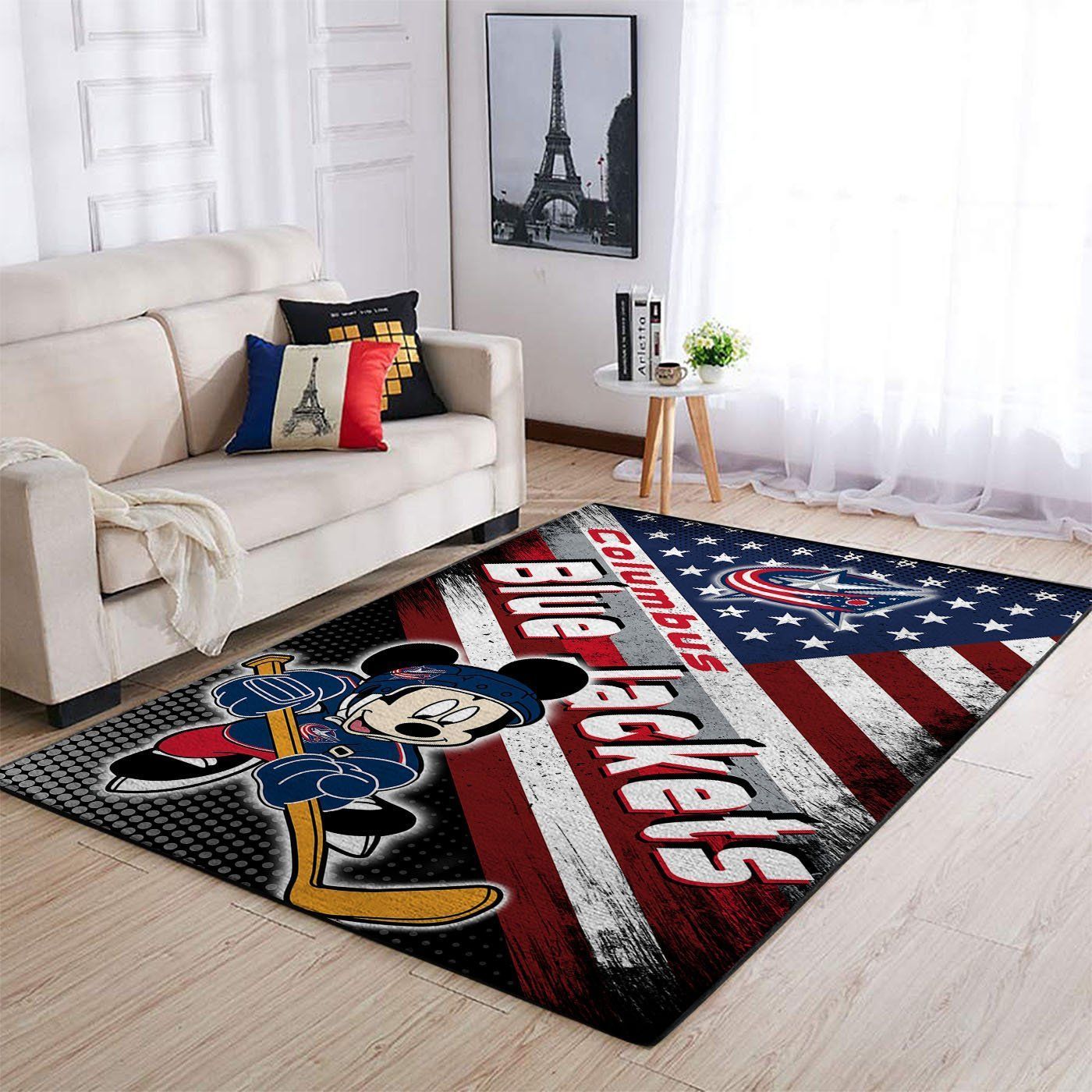 Columbus Blue Jackets Nhl Team Logo Mickey Us Type 7705 Rug Area Carpet Home Decor Living Room