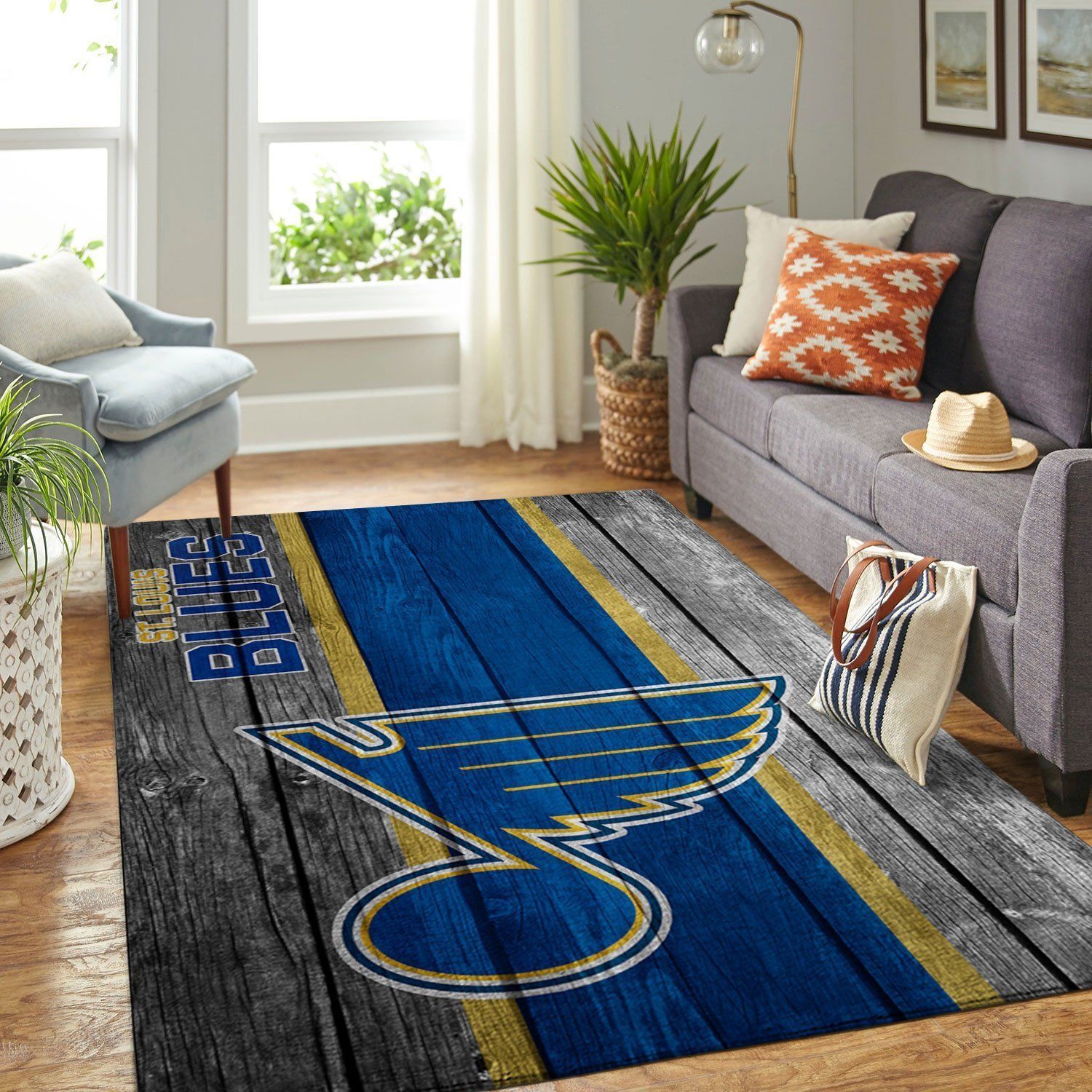 St. Louis Blues Nhl Team Logo Wooden Type 7730 Rug Area Carpet Living Room Home Decor