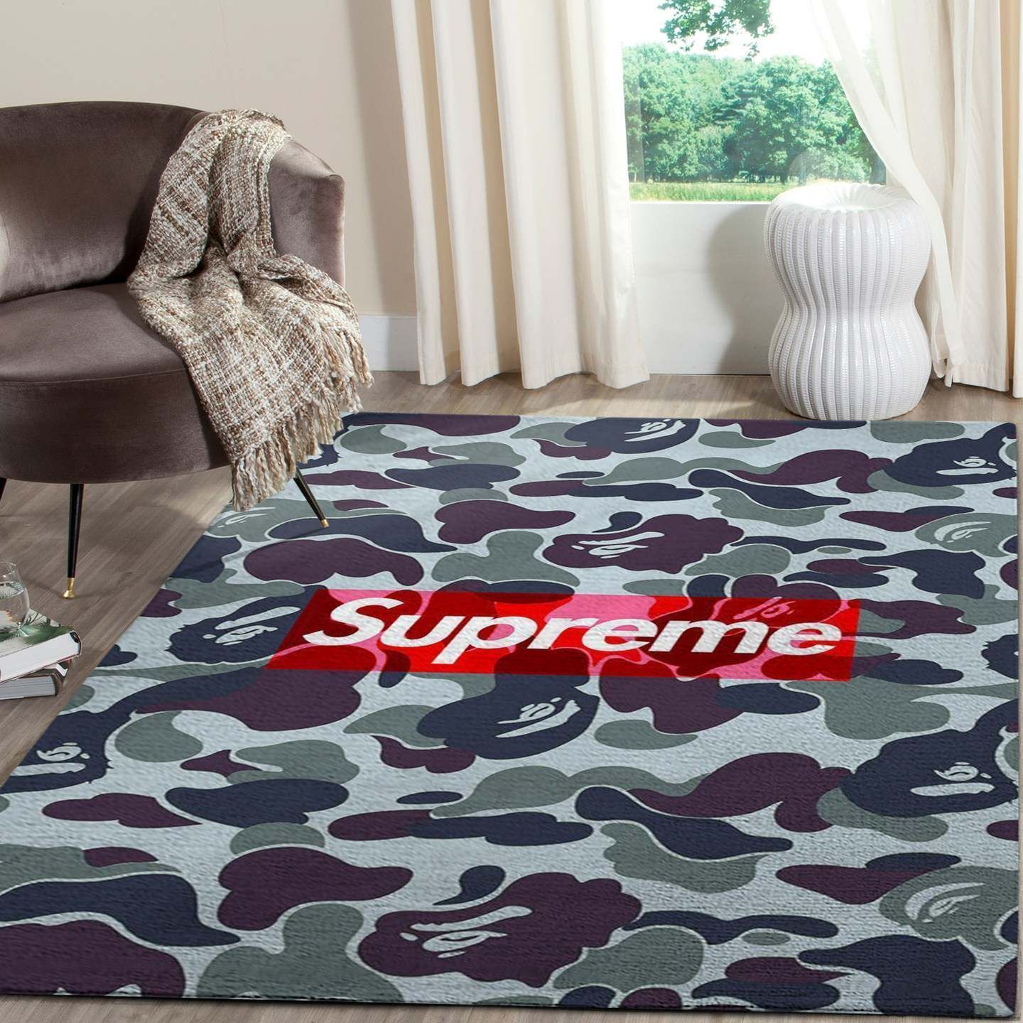 Louis Vuitton And Supreme Glitch Area Christmas The Luxury Fashion Brand Rug Home Decor Area Carpet Door Mat