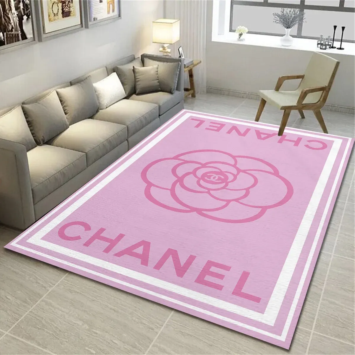 Chanel Inspired Pink Mat Luxury Fashion Brand Rug Door Mat Home Decor Area Carpet