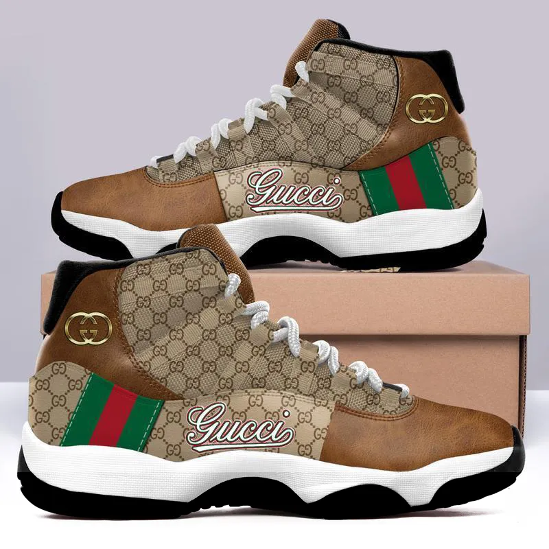 Gucci Brown Air Jordan 11 Shoes Luxury Sport Fashion Sneakers