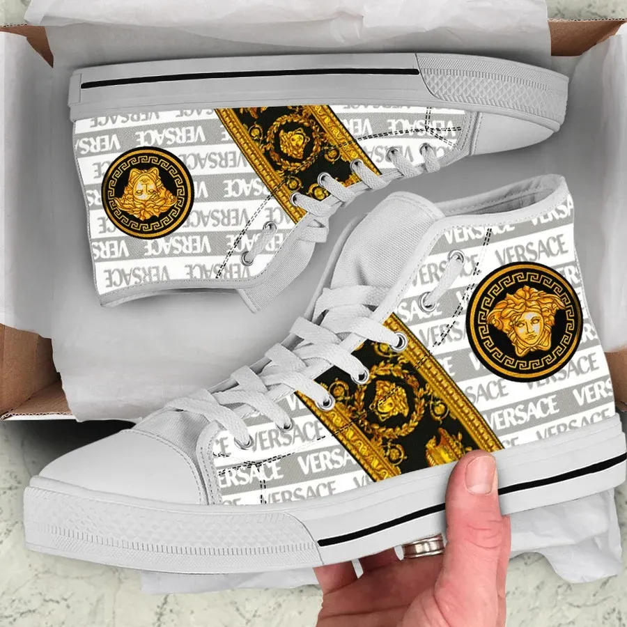 Versace Medusa Golden Premium High Top Canvas Shoes Luxury Brand Gifts For Men Women