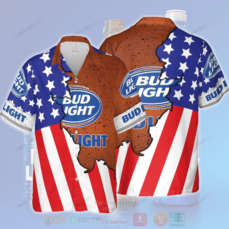Bud Light American Flag Hawaiian Shirt