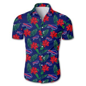 Buffalo Bills Floral Button Up Hawaiian Shirt