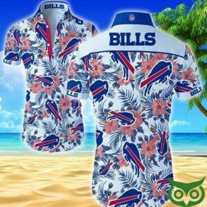 Buffalo Bills White And Pink Blue Flowers Hawaiian Shirt