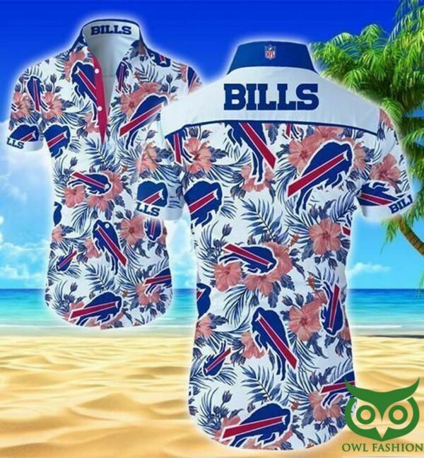 Buffalo Bills White And Pink Blue Flowers Hawaiian Shirt