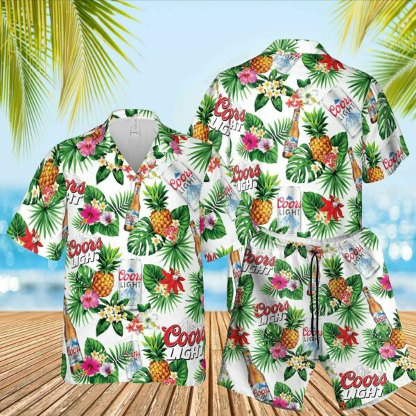 Coors Light Beer Tropical Flower And Hawaiian Shirt