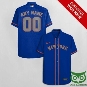 New York Mets Blue Orange Hawaiian Shirt