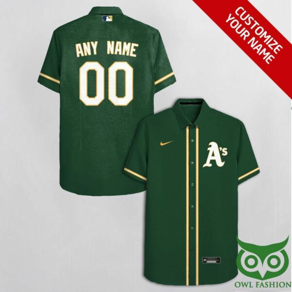 Customized Oakland Athletics Dark Green Yellow And Team Hawaiian Shirt