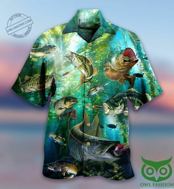 Fish More Worry Less Limited Green Hawaiian Shirt