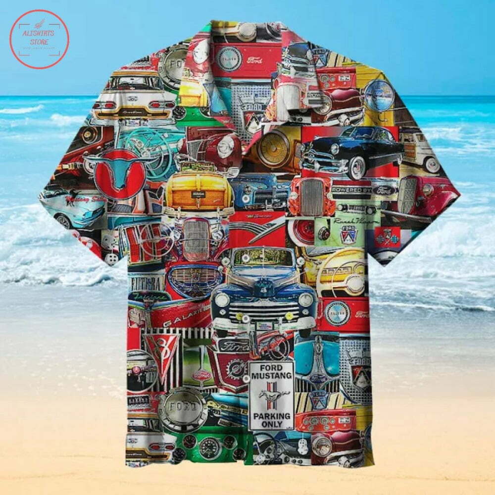 Ford Classic Car Pattern Hawaiian Shirt