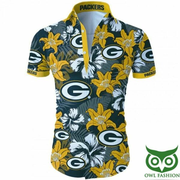 Green Bay Packers Yellow Flowers Green Hawaiian Shirt