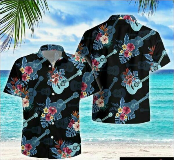 Guitar Tropical Hawaiian Shirt Summer Beach Outfit