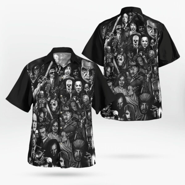 Horror Characters Movie Black Hawaiian Shirt