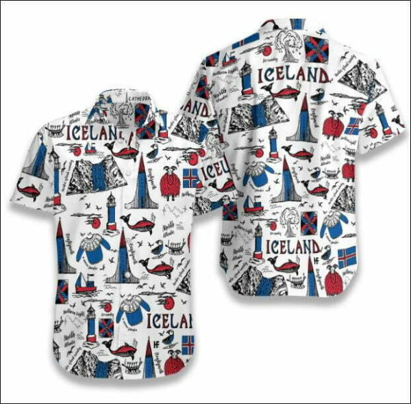 I Love Iceland Doodle Hawaiian Shirt