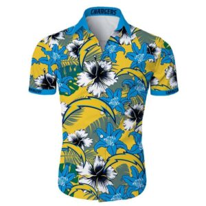 Los Angeles Chargers Tropical Flower Hawaiian Shirt