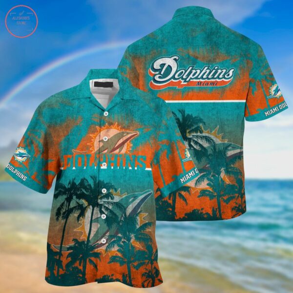 Miami Dolphins Palm Hawaiian Shirt