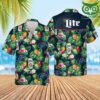 Miller Lite Beer Tropical Flower Hawaiian Shirt