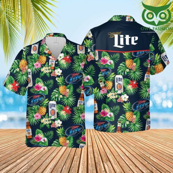 Miller Lite Beer Tropical Flower Hawaiian Shirt
