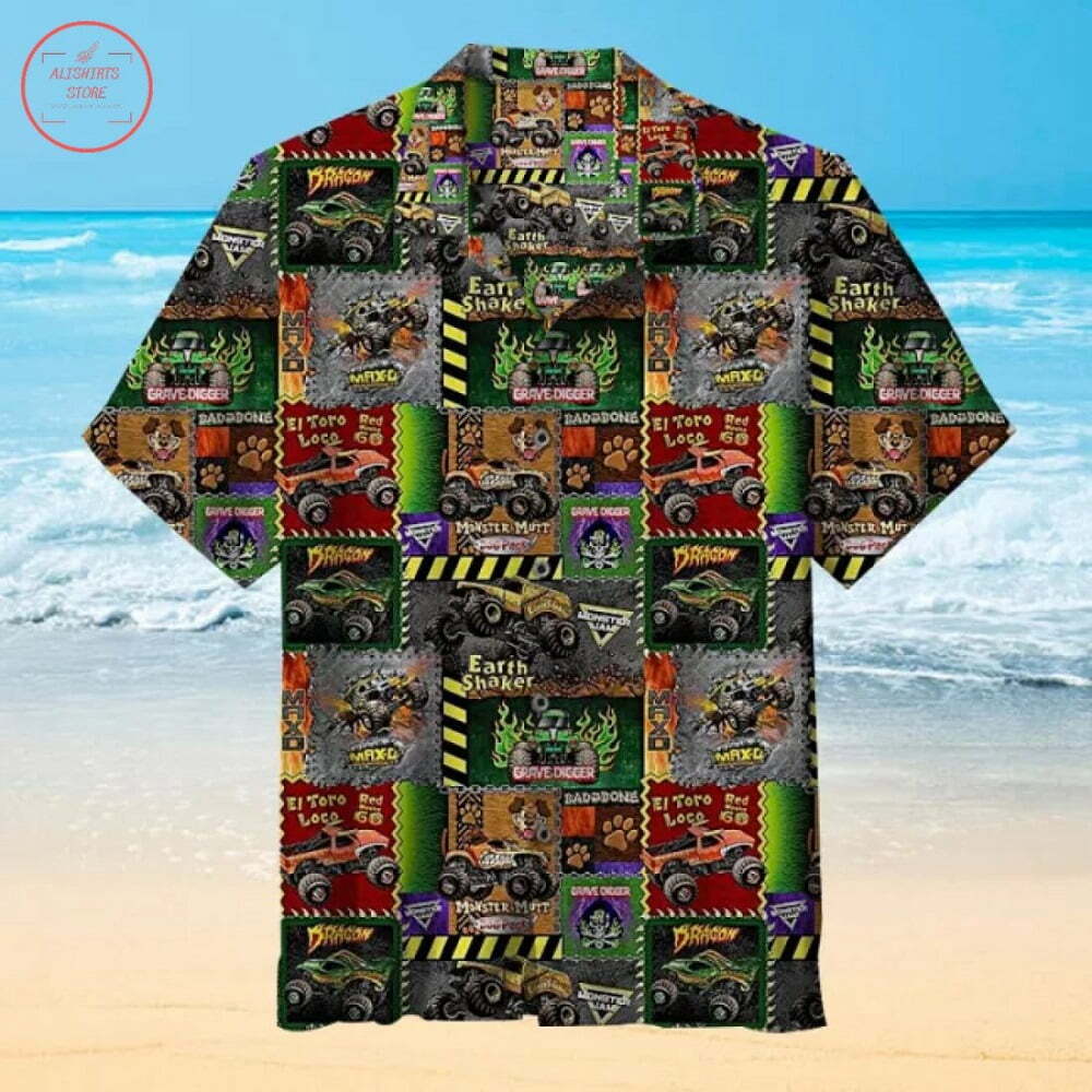 Monster Truck Pattern Hawaiian Shirt