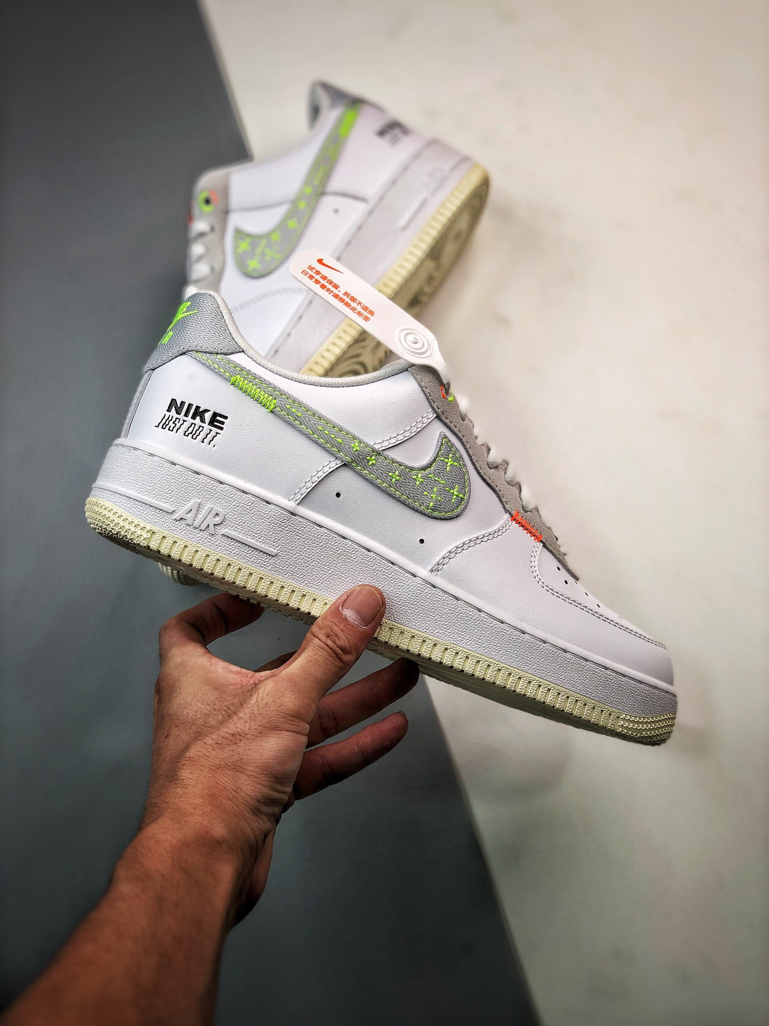 Nike Air Force 1 Low Just Stitch It White Pink-Neon FB1853-111 For Sale