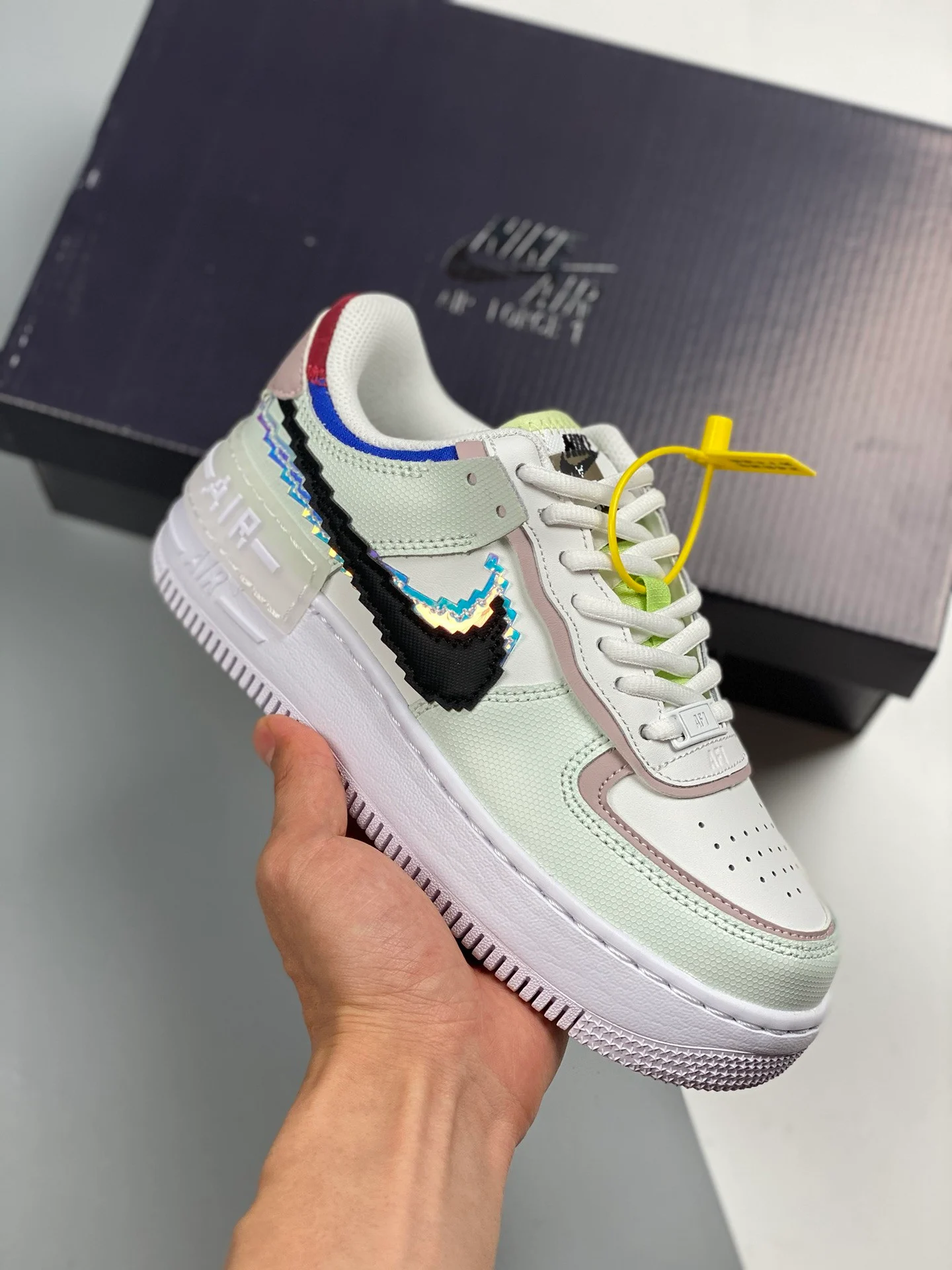 Nike Air Force 1 Shadow Pixel Barely Green White-Platinum Violet-Black For Sale