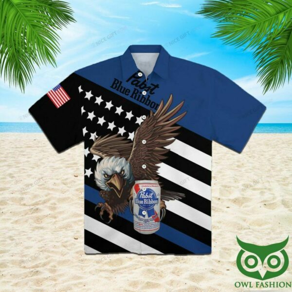 Pabst Blue Ribbon Blue And Black Eagle Us Hawaiian Shirt