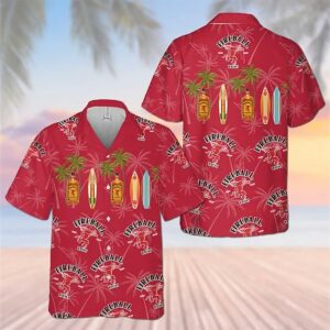 Palm Trees Fireball Whiskey Hawaiian Shirt