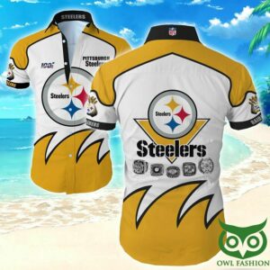 Pittsburgh Steelers Yellow And White Hawaiian Shirt