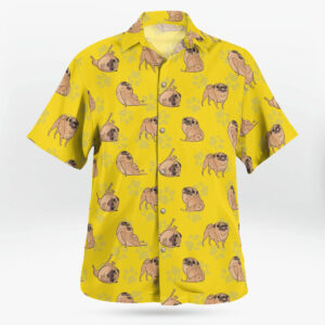 Pug Yellow Hawaiian Shirt Summer Beach Outfit