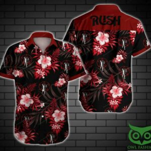 Rush Music Band Floral Black And Red Hawaiian Shirt