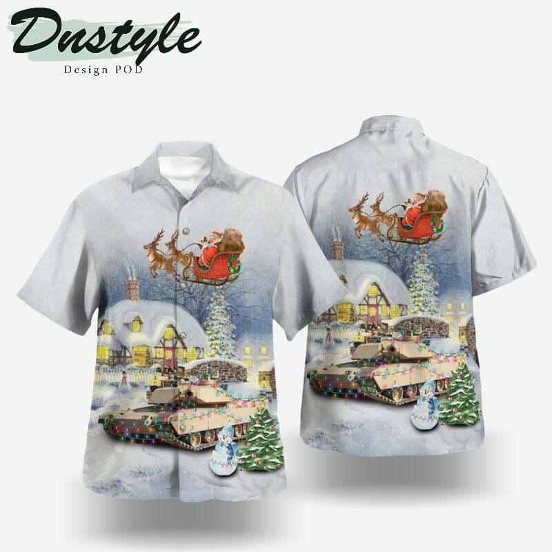 Santa Claus Us Army M1 Abrams Main Battle Tank Hawaiian Shirt