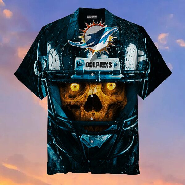 Skull Face Miami Dolphin Hawaiian Shirt