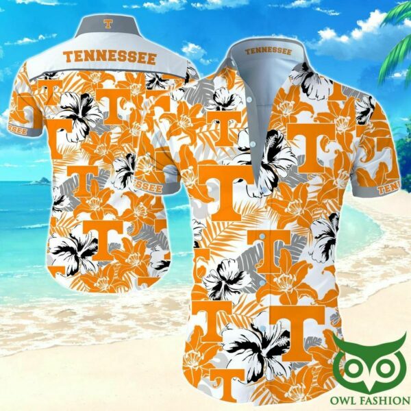 Tennessee Volunteers White And Orange Flowers Hawaiian Shirt