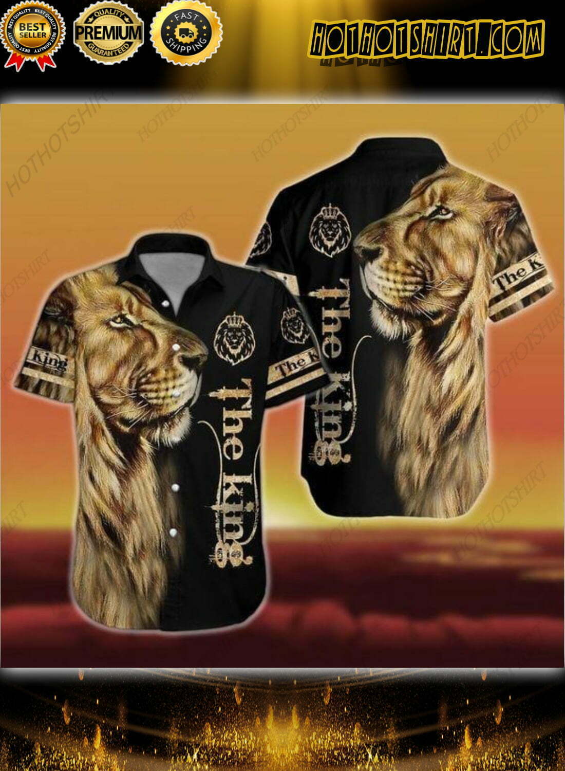 The King Lion Black S Hawaiian Shirt