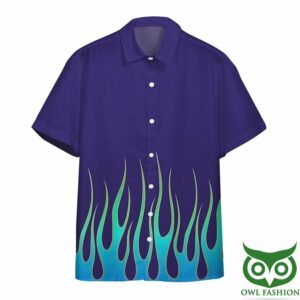 Aop Blue Rod Blue Flame With Skull Custom Hawaiian Shirt