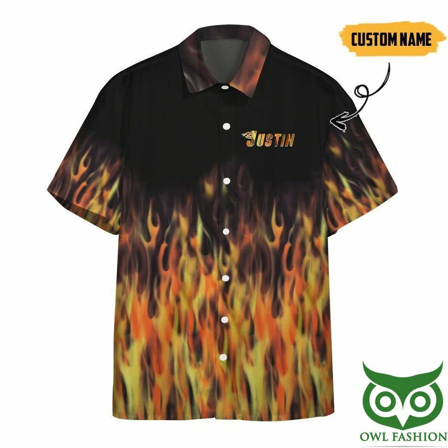 Aop Rod Flame Bowling Custom Name Hawaiian Shirt