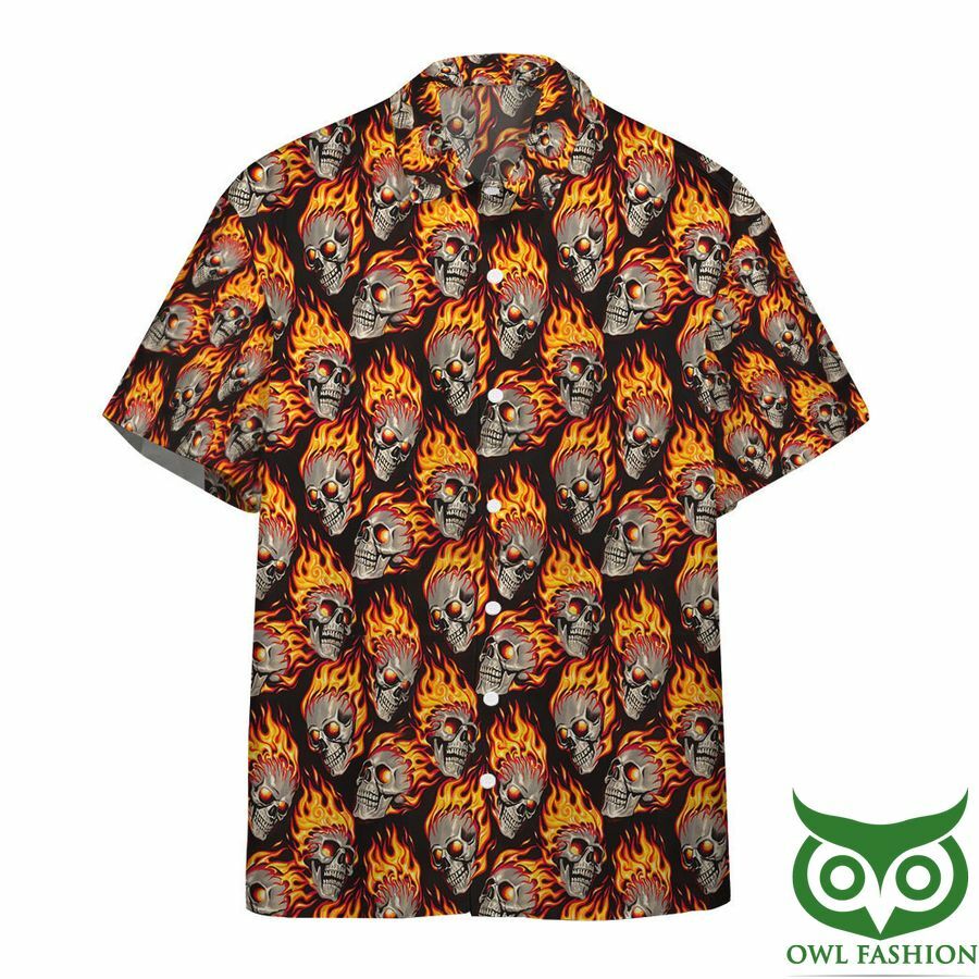 Aop Rod Flame With Skull Custom Hawaiian Shirt