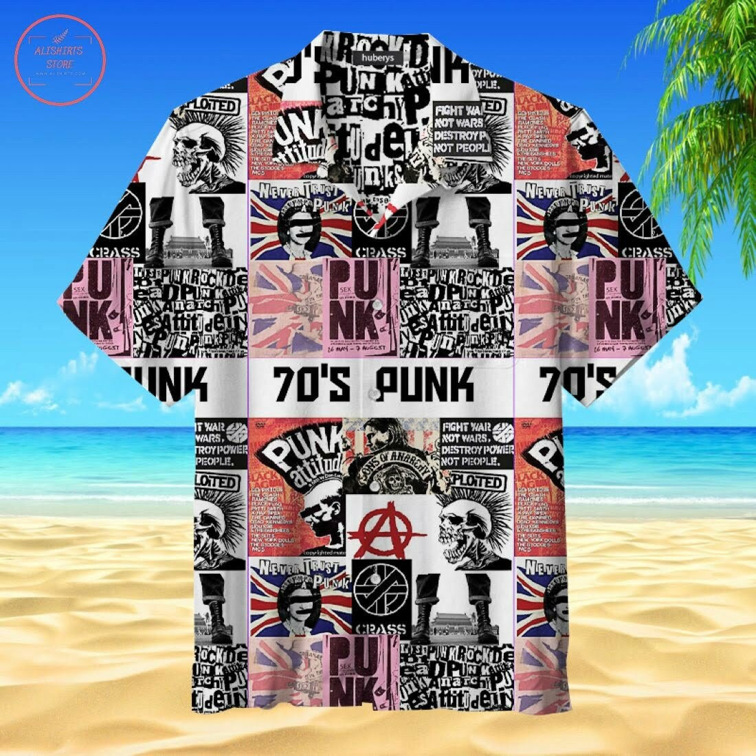 70S Punk Rock Hawaiian Shirt Summer Beach Outfit